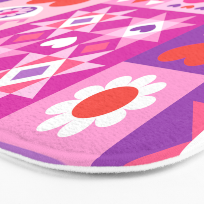 I Love You Checkerboard - Pink Red & Purple Bath Mat Gallery Image 3