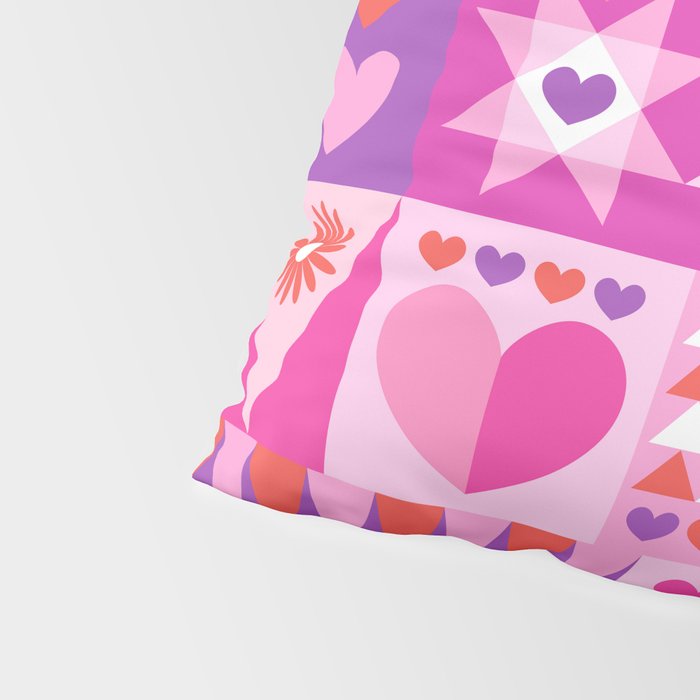 I Love You Checkerboard - Pink Red & Purple Pillow Sham Gallery Image 4