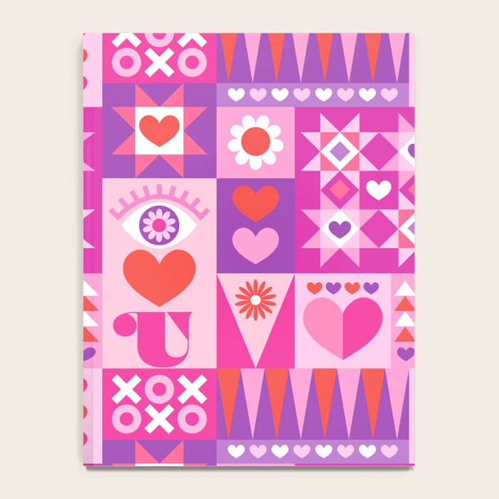 I Love You Checkerboard - Pink Red & Purple Notebook Gallery Image 4