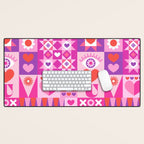 I Love You Checkerboard - Pink Red & Purple Desk Mat Gallery Image 1