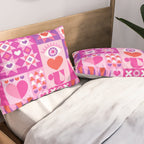 I Love You Checkerboard - Pink Red & Purple Pillow Sham Gallery Image 2