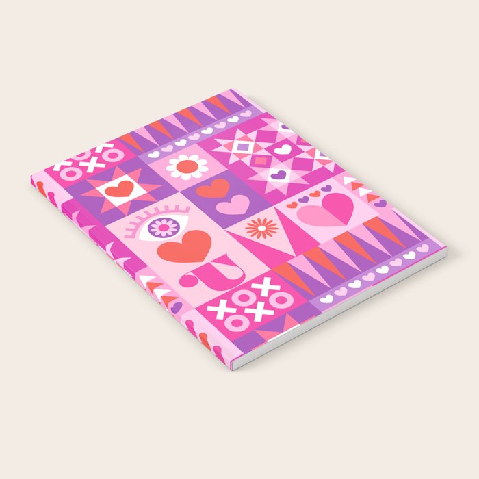 I Love You Checkerboard - Pink Red & Purple Notebook Gallery Image 2