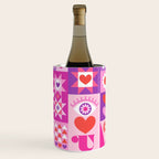I Love You Checkerboard - Pink Red & Purple Wine Chiller Gallery Image 1