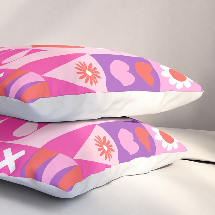 I Love You Checkerboard - Pink Red & Purple Pillow Sham Gallery Image 3