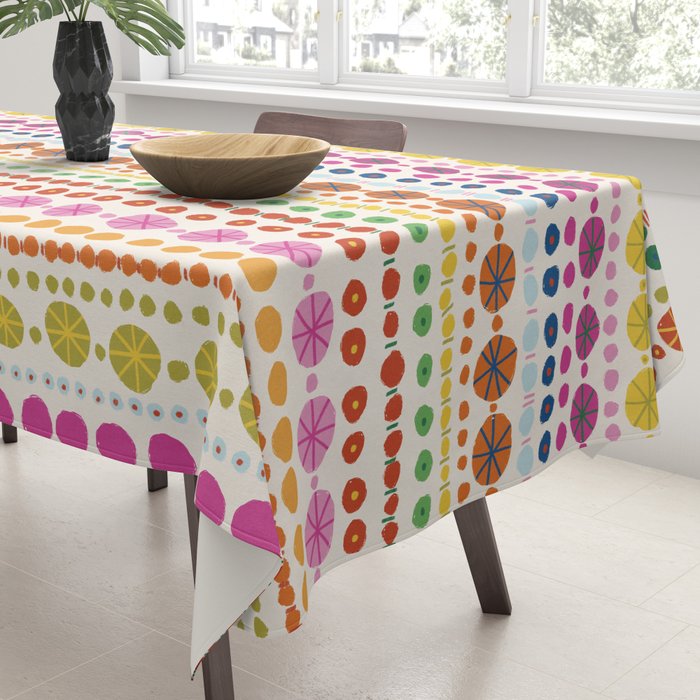 Colorful Hand Drawn Dots Tablecloth Gallery Image 3