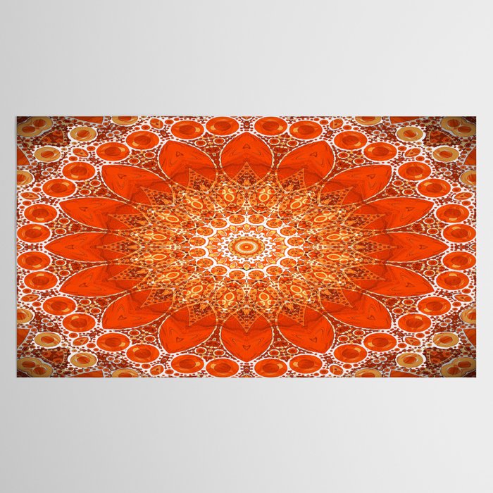 Detailed Orange Boho Mandala Tablecloth Gallery Image 2