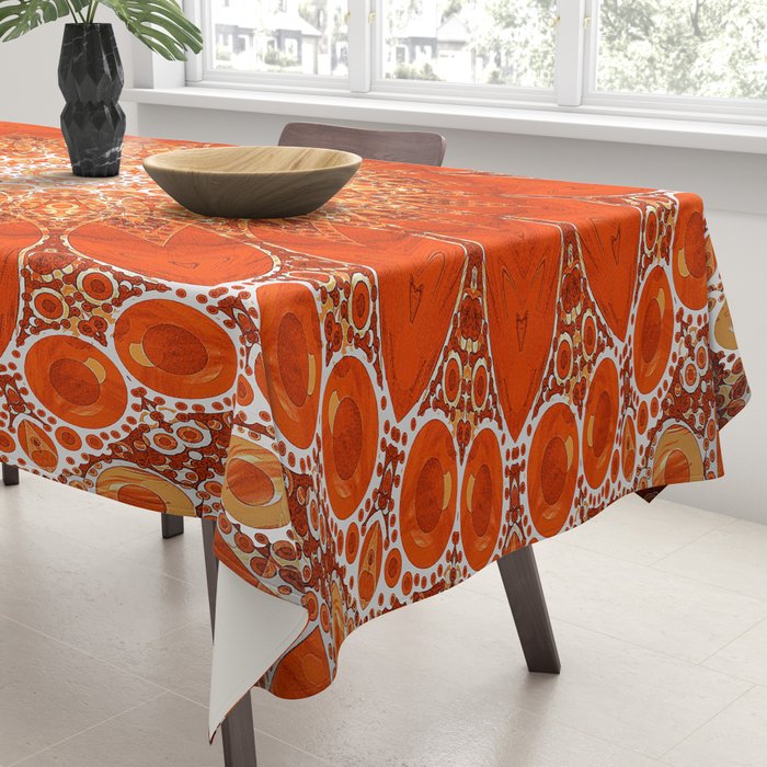 Detailed Orange Boho Mandala Tablecloth Gallery Image 3