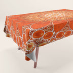 Detailed Orange Boho Mandala Tablecloth Gallery Image 1