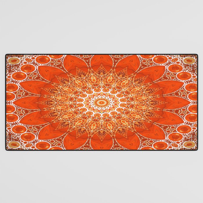 Detailed Orange Boho Mandala Desk Mat Gallery Image 3