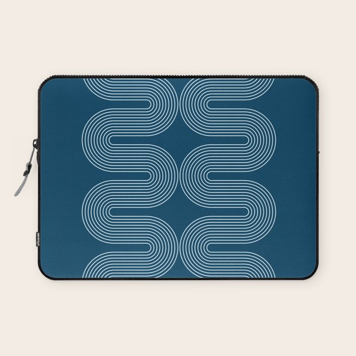 Mid Century Modern Geometric 101 in night Blue (Rainbow Abstract) Laptop Sleeve Gallery Image 1