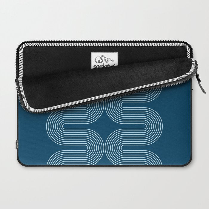 Mid Century Modern Geometric 101 in night Blue (Rainbow Abstract) Laptop Sleeve Gallery Image 2