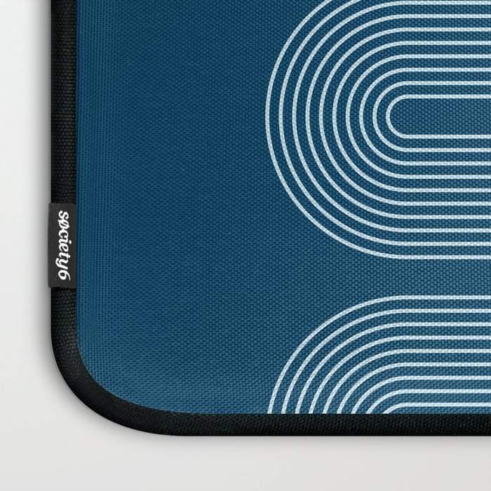 Mid Century Modern Geometric 101 in night Blue (Rainbow Abstract) Laptop Sleeve Gallery Image 3