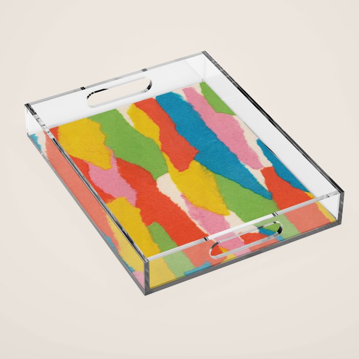 Colorful Paper Collage #1 Acrylic Tray Gallery Image 1