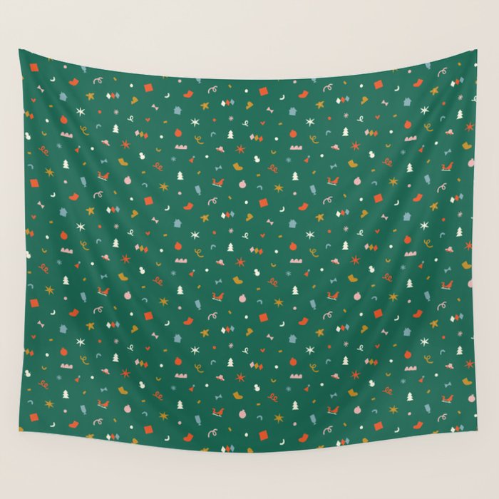 Retro abstract christmas decoration pattern Wall Tapestry Gallery Image 4