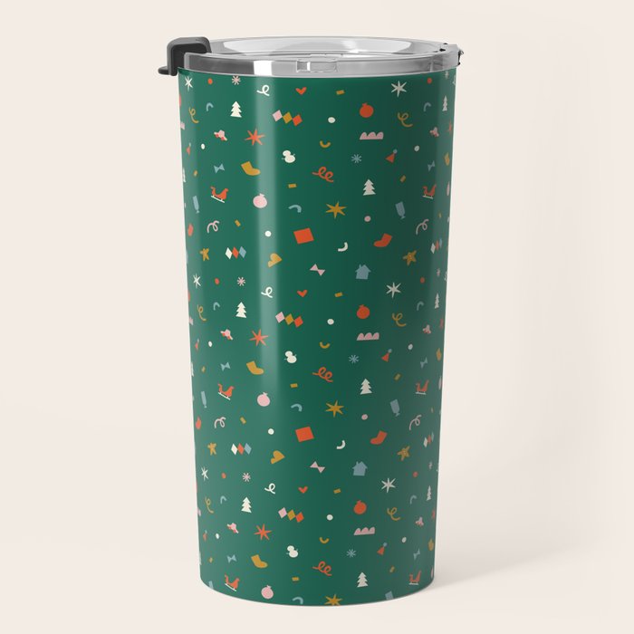 Retro abstract christmas decoration pattern Travel Mug Gallery Image 3