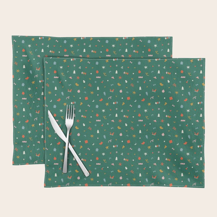 Retro abstract christmas decoration pattern Placemat Gallery Image 1