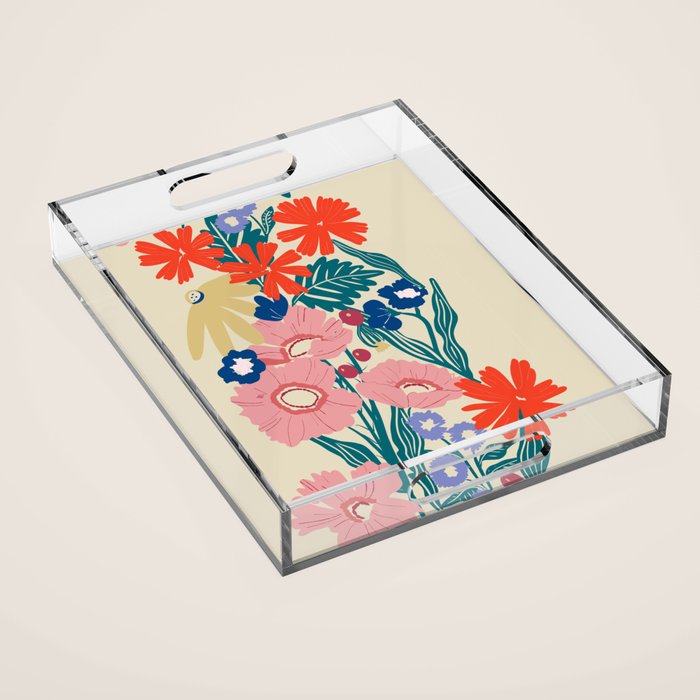 Minimalist Vibrant Wildflower Close Up - Modern Botanical Art with Bold Colors Acrylic Tray Gallery Image 1