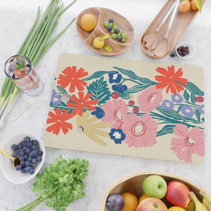 Minimalist Vibrant Wildflower Close Up - Modern Botanical Art with Bold Colors Cutting Board Gallery Image 2