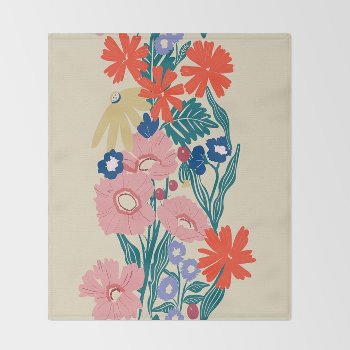 Minimalist Vibrant Wildflower Close Up - Modern Botanical Art with Bold Colors Throw Blanket Gallery Image 2
