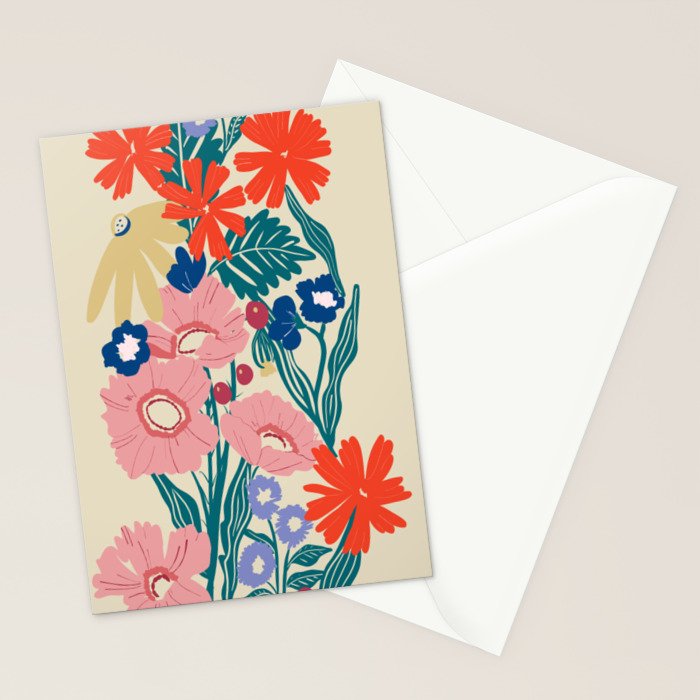 Minimalist Vibrant Wildflower Close Up - Modern Botanical Art with Bold Colors Stationery Card Gallery Image 2