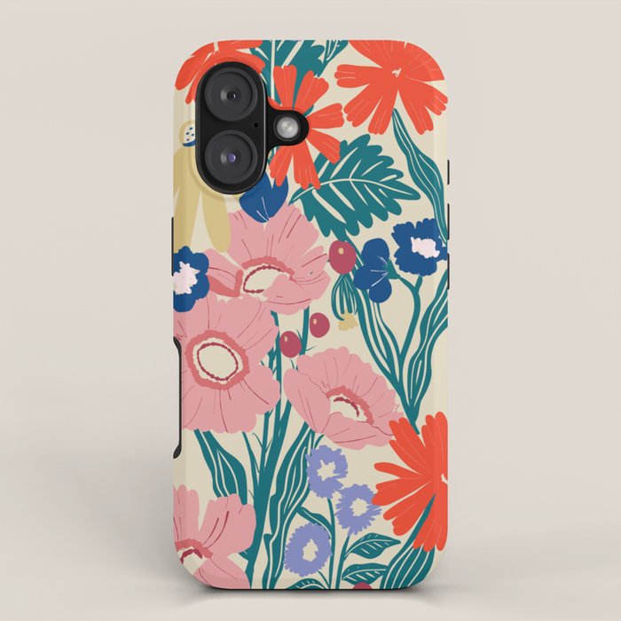 Minimalist Vibrant Wildflower Close Up - Modern Botanical Art with Bold Colors iPhone Case Gallery Image 1