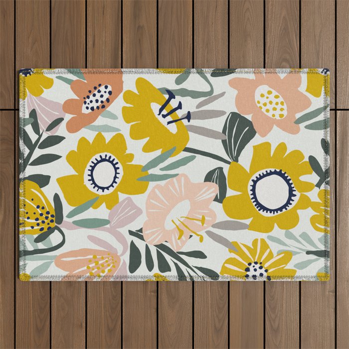 Cozy collection: mix and match happy florals Flower love 1 Outdoor Rug Gallery Image 1