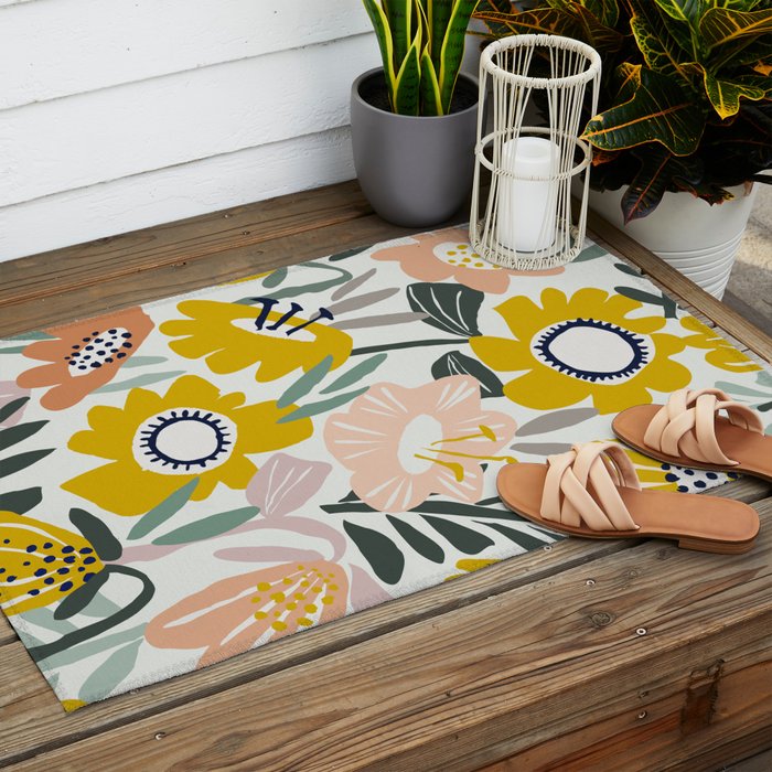 Cozy collection: mix and match happy florals Flower love 1 Outdoor Rug Gallery Image 2