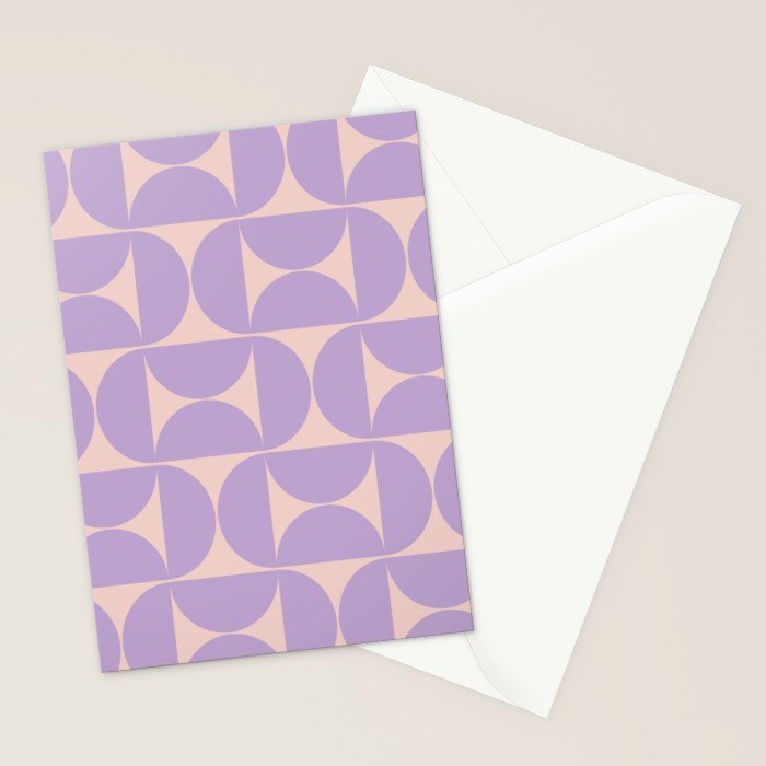 Mid Century Modern Retro Pattern In Lavender Stationery Card Gallery Image 2