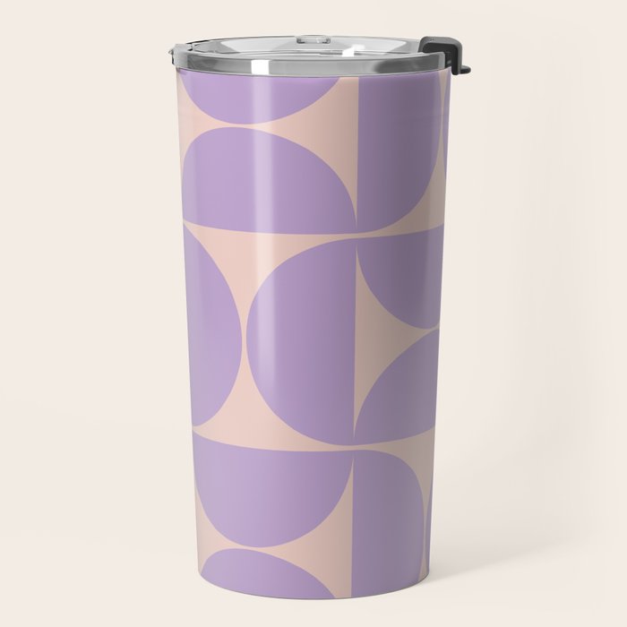 Mid Century Modern Retro Pattern In Lavender Travel Mug Gallery Image 2
