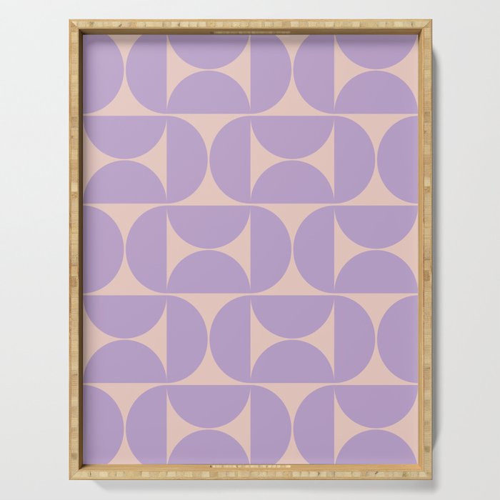 Mid Century Modern Retro Pattern In Lavender Serving Tray Gallery Image 1