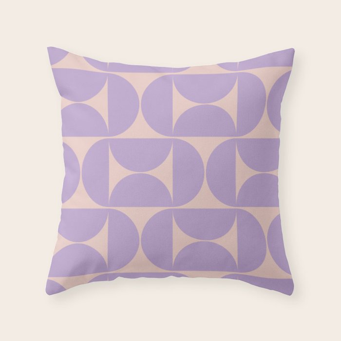 Mid Century Modern Retro Pattern In Lavender Throw Pillow Gallery Image 1