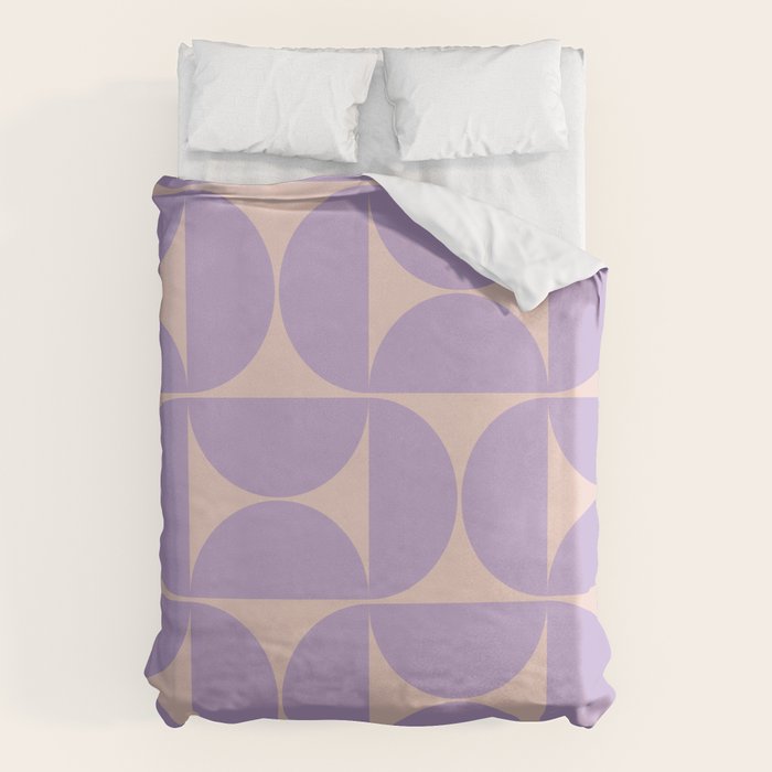 Mid Century Modern Retro Pattern In Lavender Duvet Cover Gallery Image 1