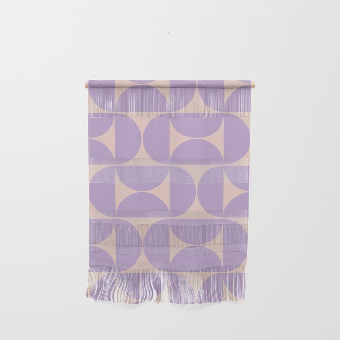 Mid Century Modern Retro Pattern In Lavender Wall Hanging Gallery Image 1