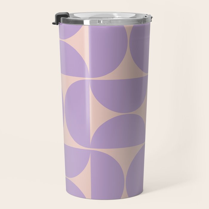 Mid Century Modern Retro Pattern In Lavender Travel Mug Gallery Image 3