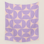 Mid Century Modern Retro Pattern In Lavender Wall Tapestry Gallery Image 4