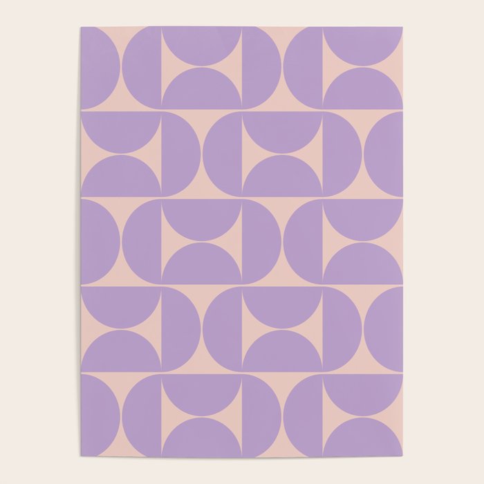 Mid Century Modern Retro Pattern In Lavender Poster Gallery Image 1