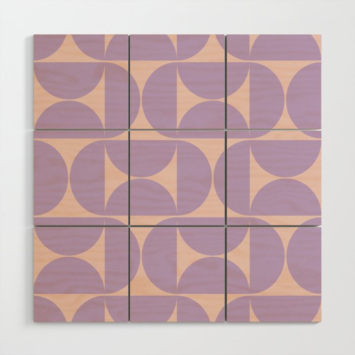 Mid Century Modern Retro Pattern In Lavender Wood Wall Art Gallery Image 1