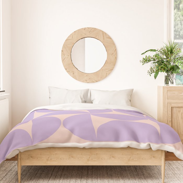 Mid Century Modern Retro Pattern In Lavender Duvet Cover Gallery Image 3