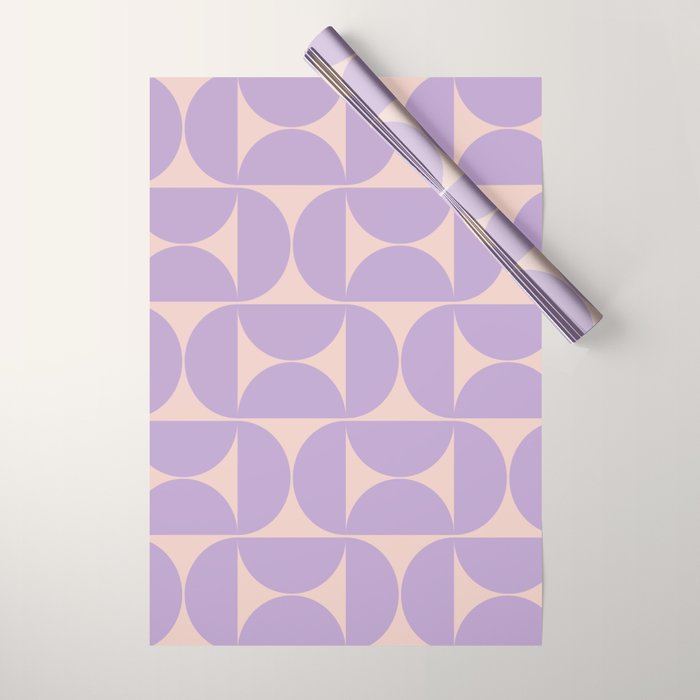 Mid Century Modern Retro Pattern In Lavender Wrapping Paper Gallery Image 1