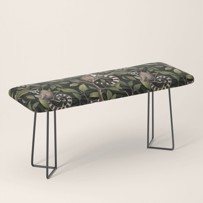 Lush Tropical Lemur Monkey Paradise Black Bench Gallery Image 1
