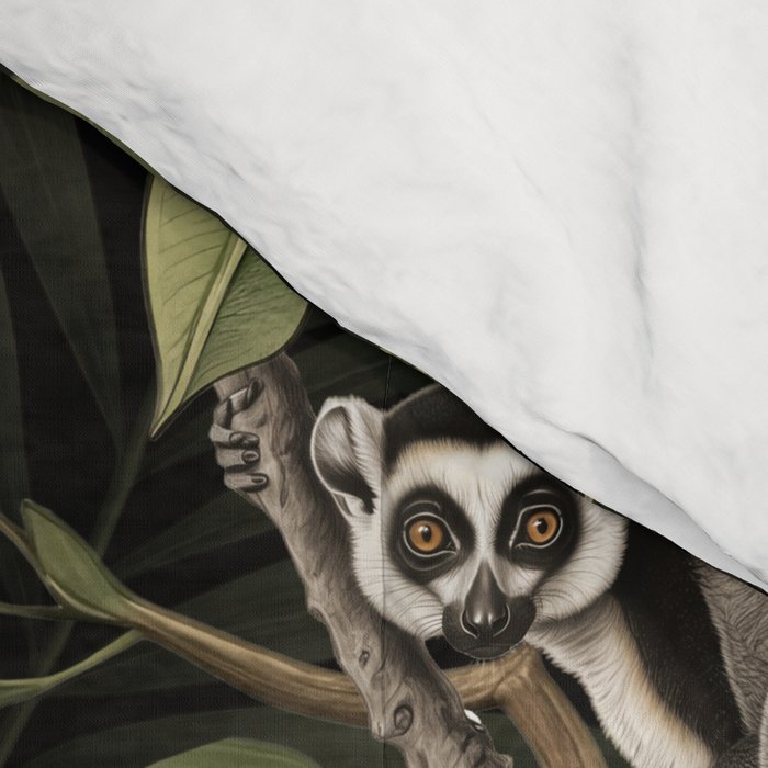 Lush Tropical Lemur Monkey Paradise Black Comforter Gallery Image 4