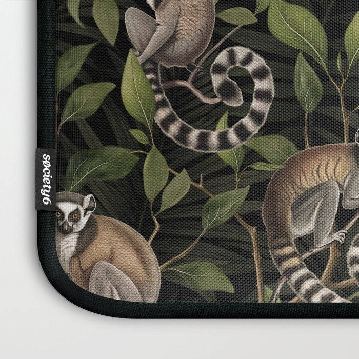 Lush Tropical Lemur Monkey Paradise Black Laptop Sleeve Gallery Image 3