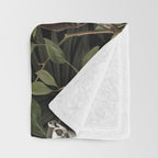 Lush Tropical Lemur Monkey Paradise Black Throw Blanket Gallery Image 3