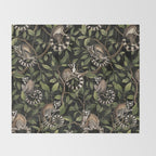 Lush Tropical Lemur Monkey Paradise Black Throw Blanket Gallery Image 2