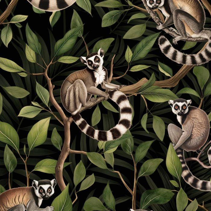 Lush Tropical Lemur Monkey Paradise Black Coffee Mug Gallery Image 2