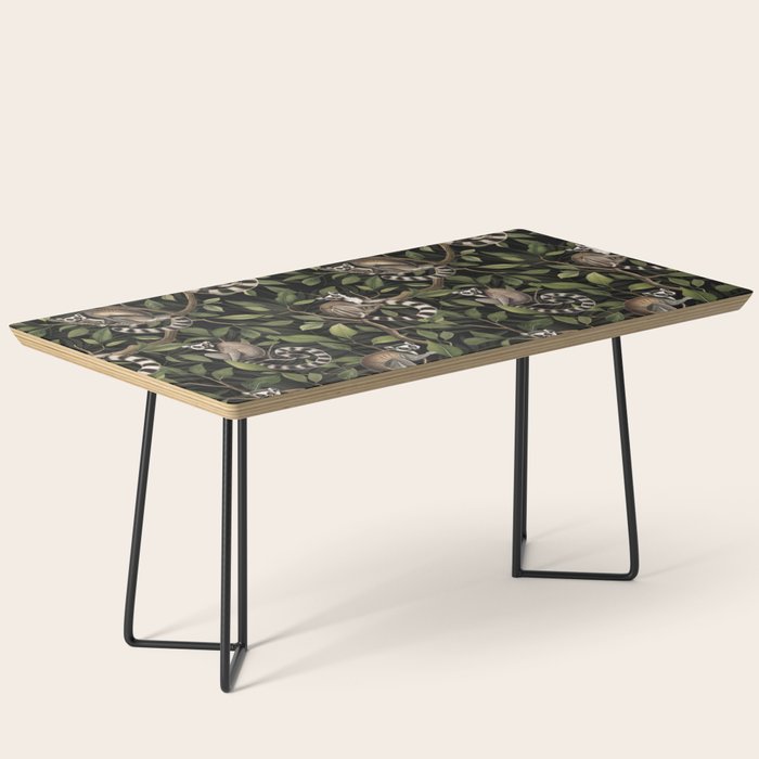 Lush Tropical Lemur Monkey Paradise Black Coffee Table Gallery Image 1