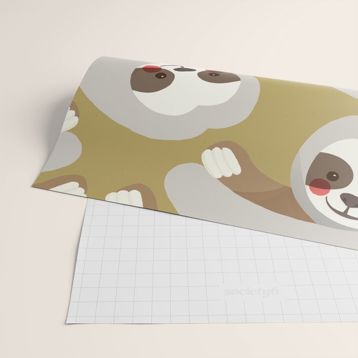Sloth Animal Portrait Wrapping Paper Gallery Image 2
