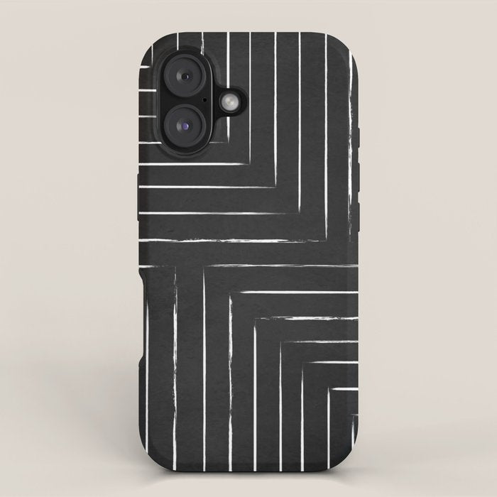 Black White Lines Minimalist iPhone Case Gallery Image 1