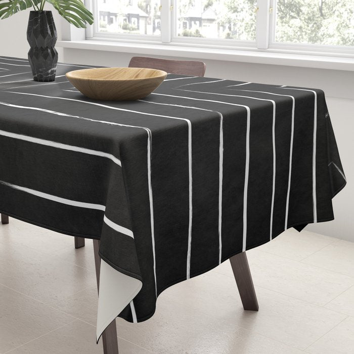 Black White Lines Minimalist Tablecloth Gallery Image 3