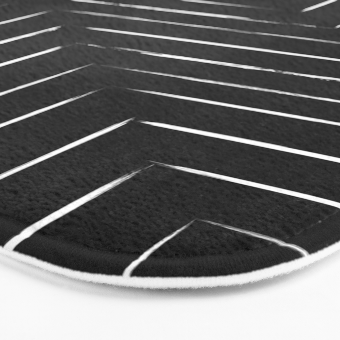 Black White Lines Minimalist Bath Mat Gallery Image 3